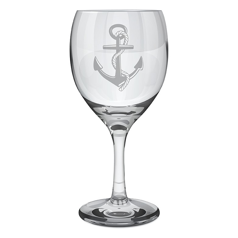 Large Anchor Wine Glass